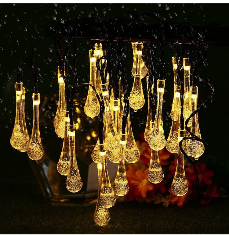 Solar Powered String Lights – LED Water Drop Design
