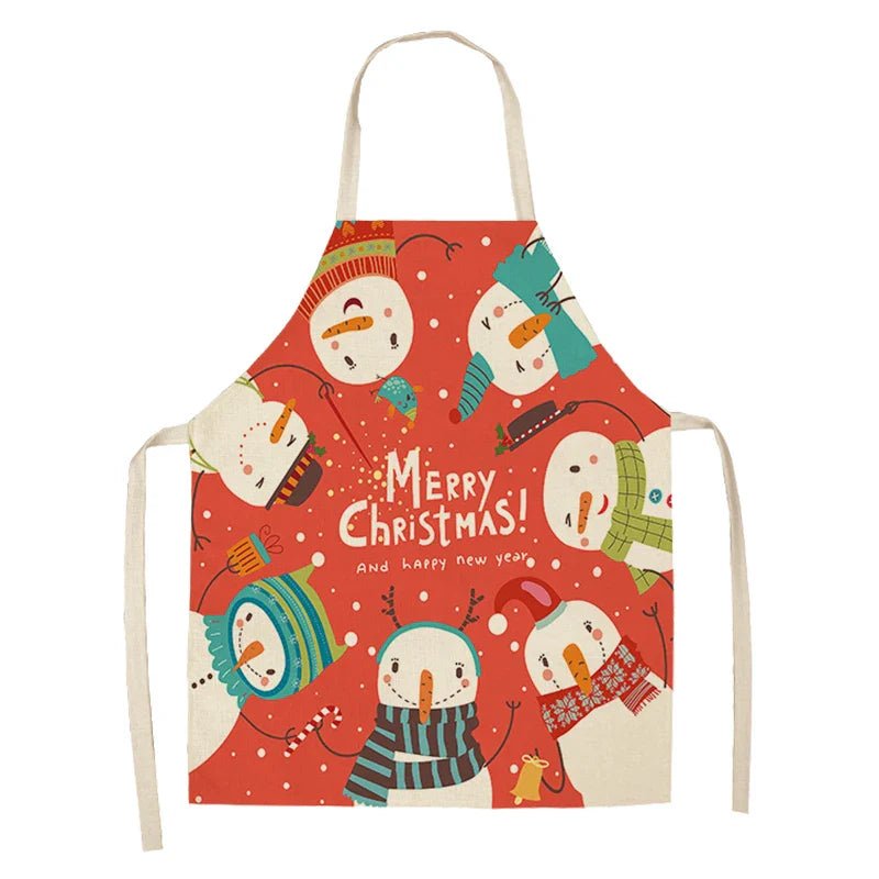 Linen Christmas Apron - Festive Kitchen Essential, Adjustable Fit