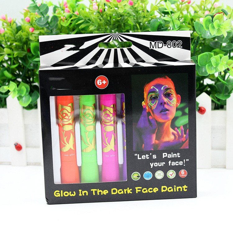 Luminous Face Paint Set - 6 Neon Colours for Parties & Halloween