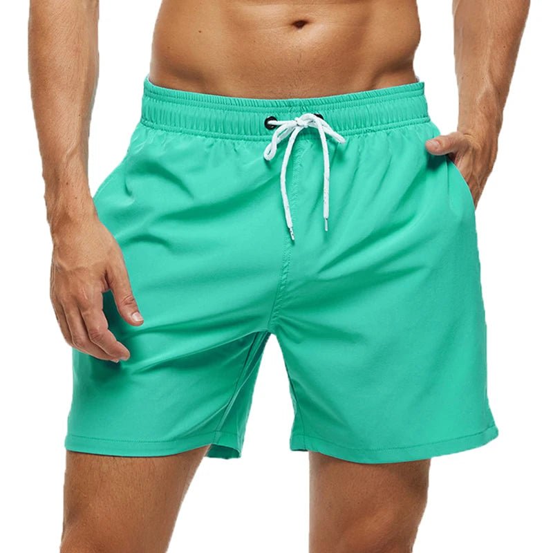 Men's Mesh Liner Swim Trunks with Pockets & Elastic Waistband