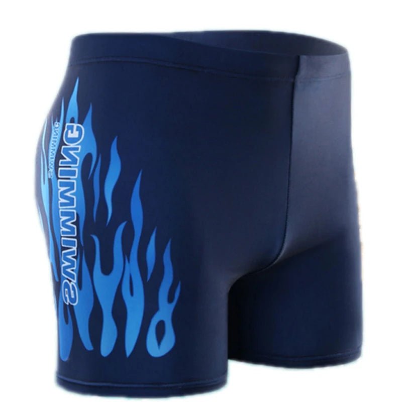 Men's Flame Design Swim Trunks - Quick-Drying Nylon