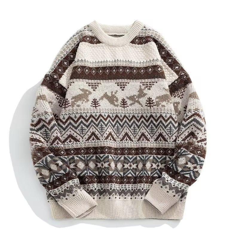 Men's Christmas Sweater - Cozy Milky White Brown Design
