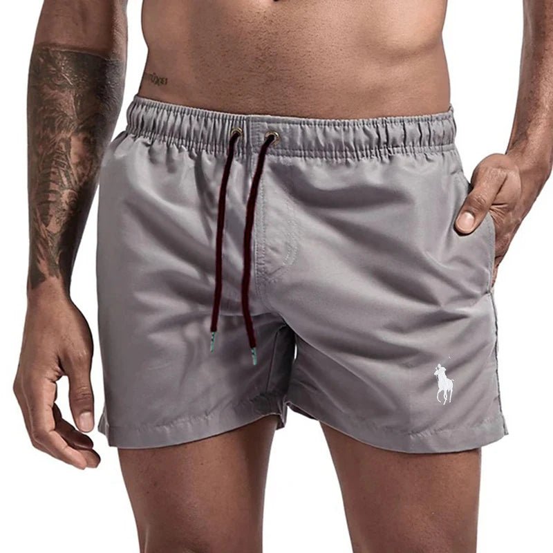 Men's Breathable Beach Shorts - Quick-Dry, Embroidered Design