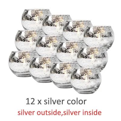Elegant Mercury Glass Candle Holders - Gold Metallic Finish