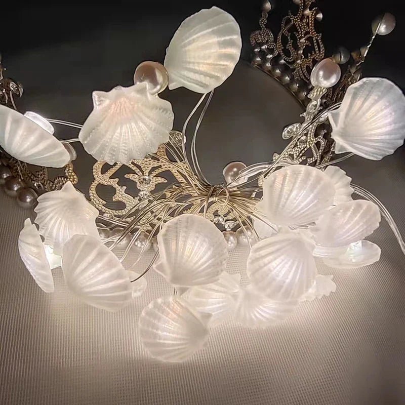 20 LED Seashell String Lights - Mermaid Fairy Decor