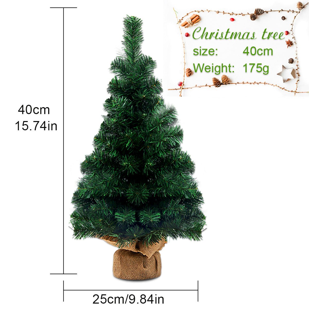 Mini Christmas Tree Decorations Set - 3 Sizes (40cm, 50cm, 60cm)
