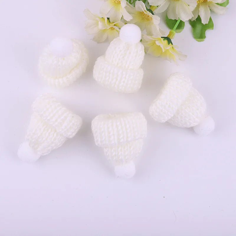 10 Mini Knitting Hats Christmas Ornaments Crafts for DIY Decor