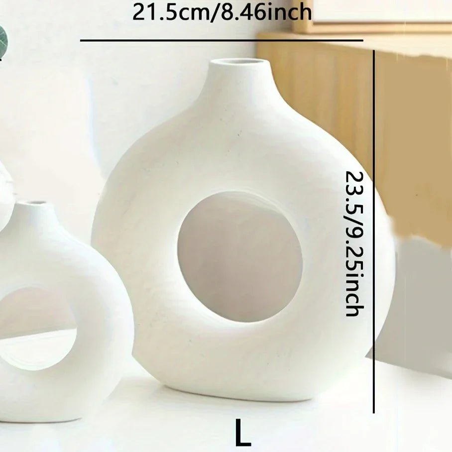 Modern Home Decor Vase – Stylish Donut Design for Dried Flowers