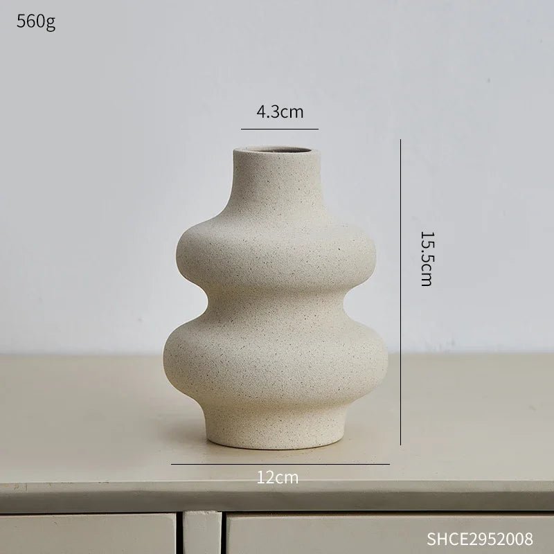 Elegant 12-Inch Modern Ceramic Vase - Frosted Flower Decor