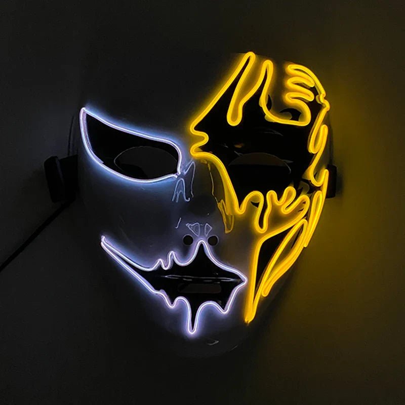 Light Up Halloween Costume: 3-Colour Neon LED Mask