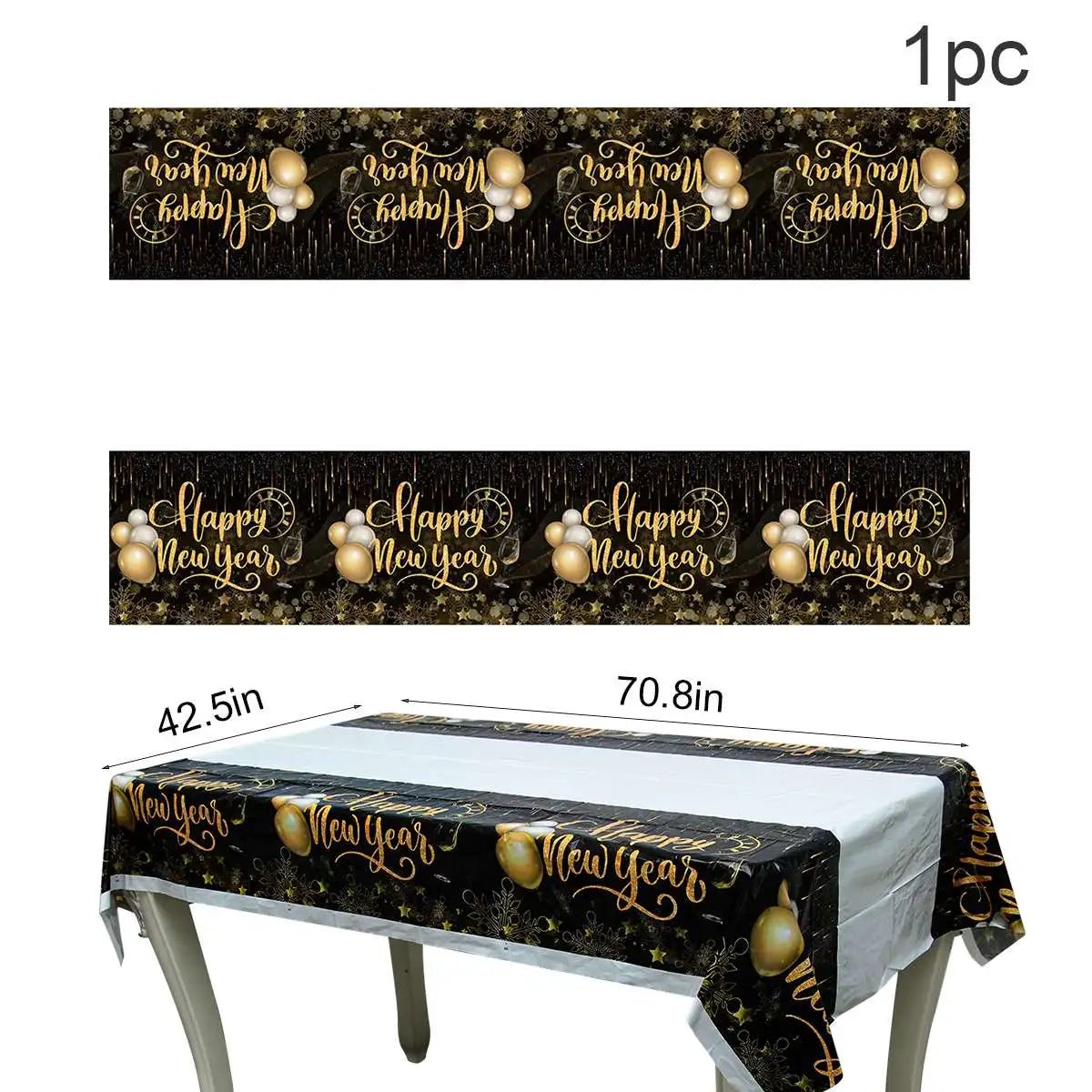 Black Gold Party Decor Bundle - Runners, Banners & Backdrops