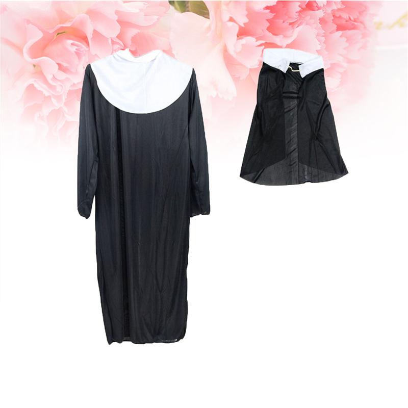 Halloween Nun Costume - Stylish 48cm Veil, Fits 156-168cm
