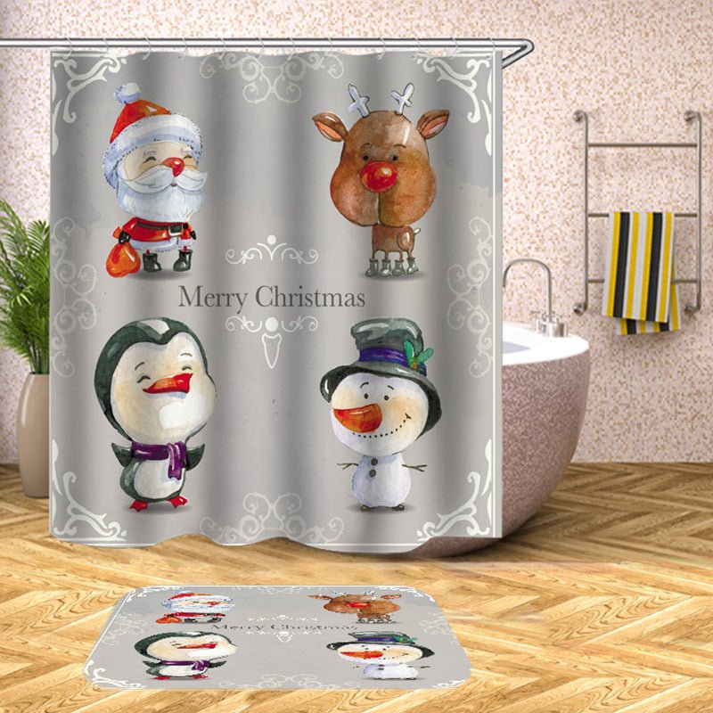 Personalised 3D Holiday Shower Curtain - Festive Bathroom Decor