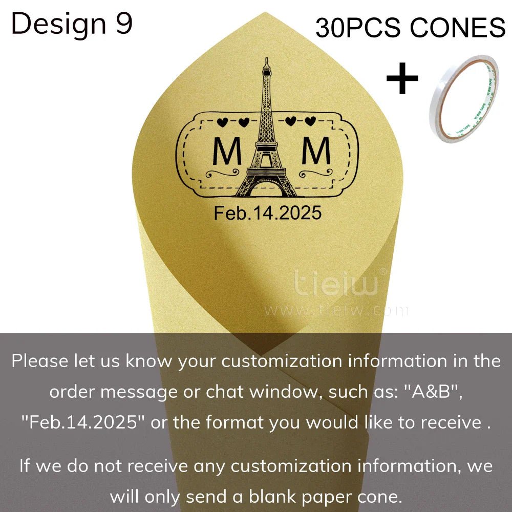 Custom Wedding Confetti Cones With Personal Names & Dates