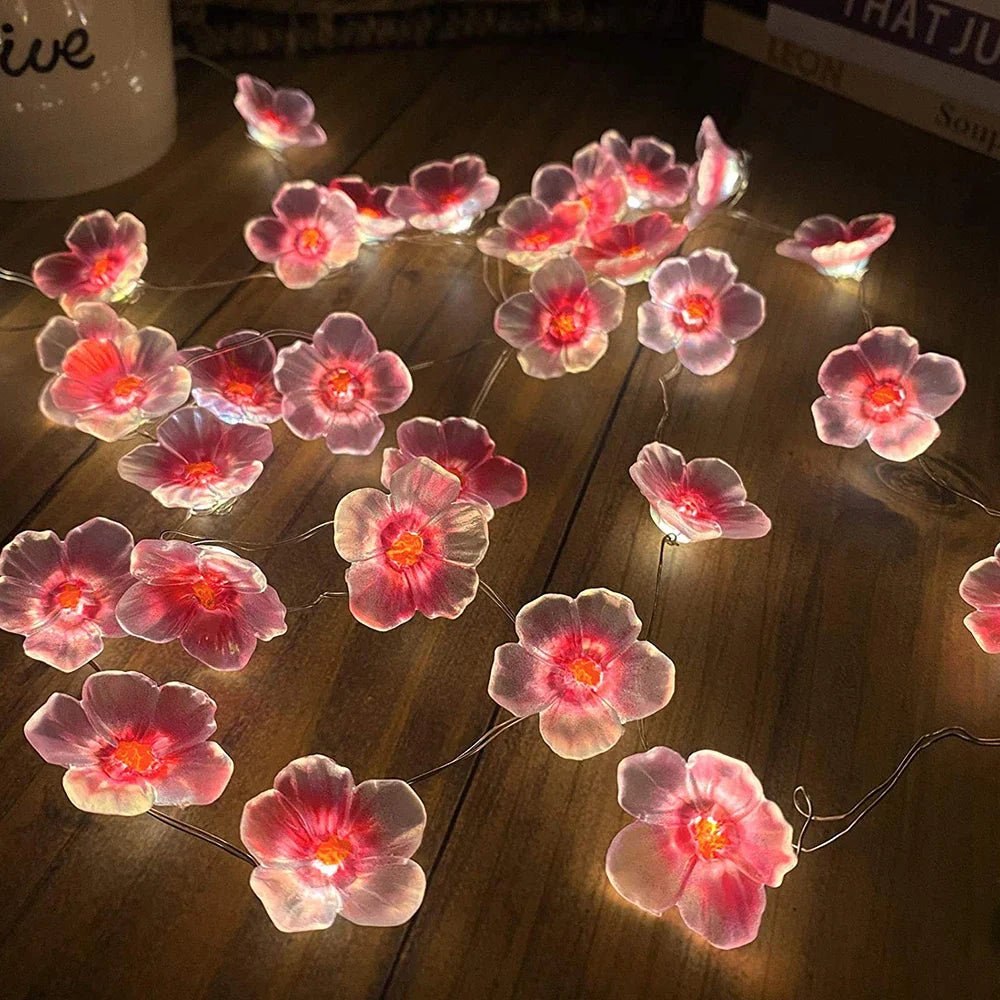 20 Pink Cherry Blossom Lights - Battery Powered Fairy String