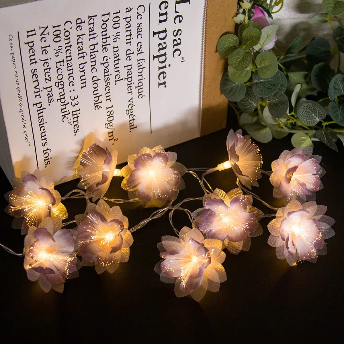 Plumeria Flower String Lights - Battery Powered Fairy Lights