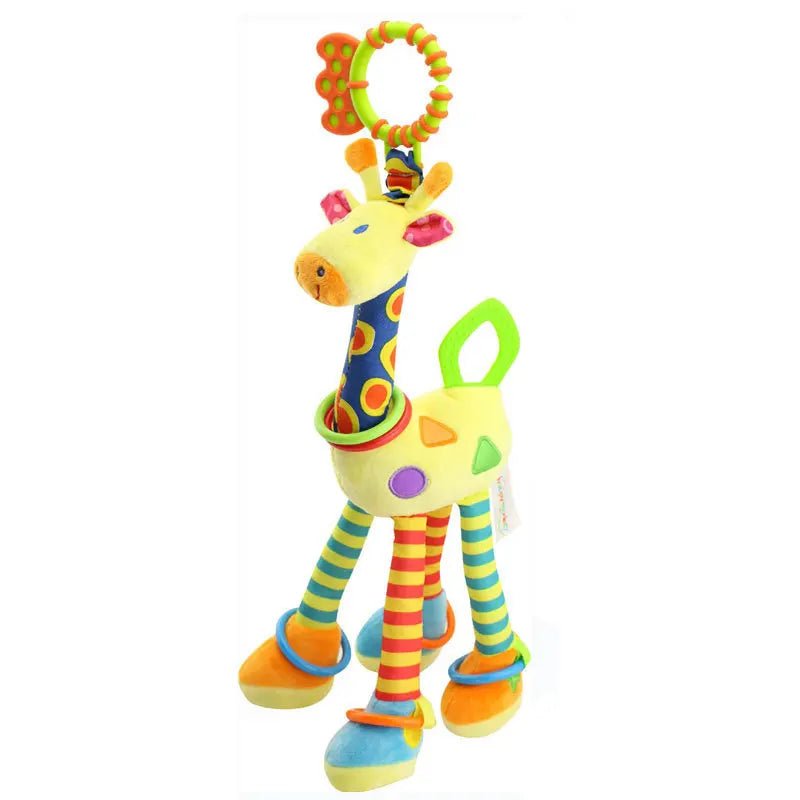 Baby Handbell Rattles - Plush Giraffe & Zebra with Teether