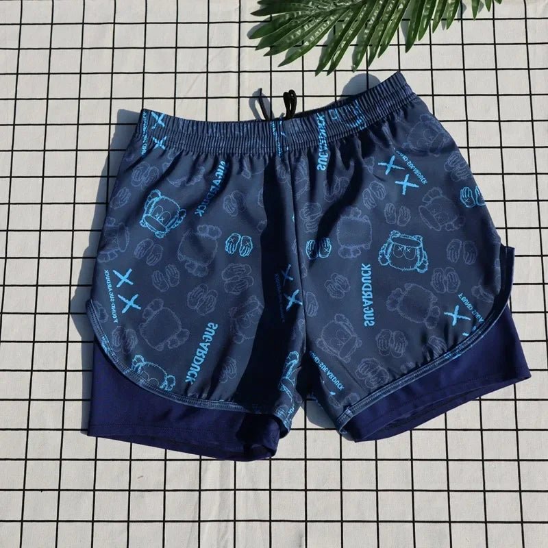 Teen Boys Swim Trunks Set | Double Layer Quick-Dry Style