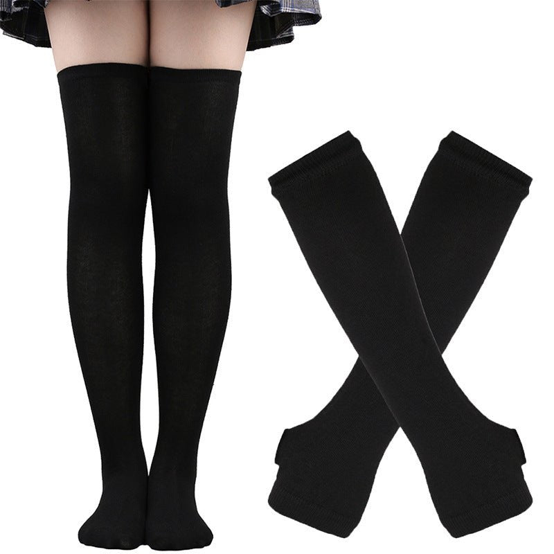 Trendy Holiday Party Accessories: Gloves & Knee-High Socks Set