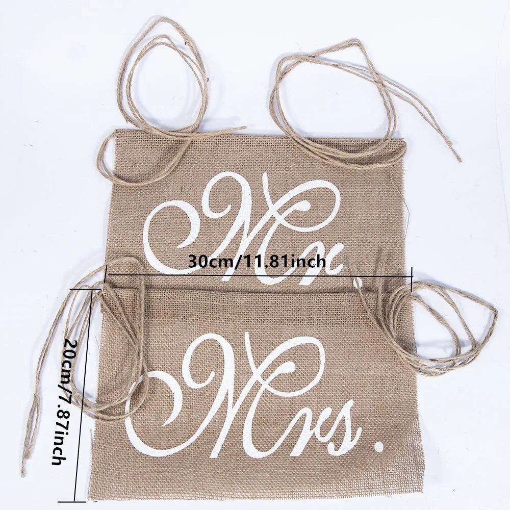 Beautiful Burlap Wedding Decor | Mr. & Mrs. Chair Banners