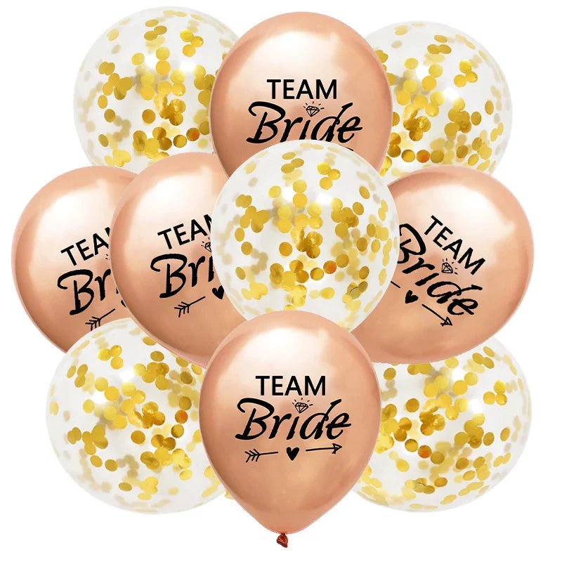10 Rose Gold Confetti Balloons for Bachelorette & Bridal Shower