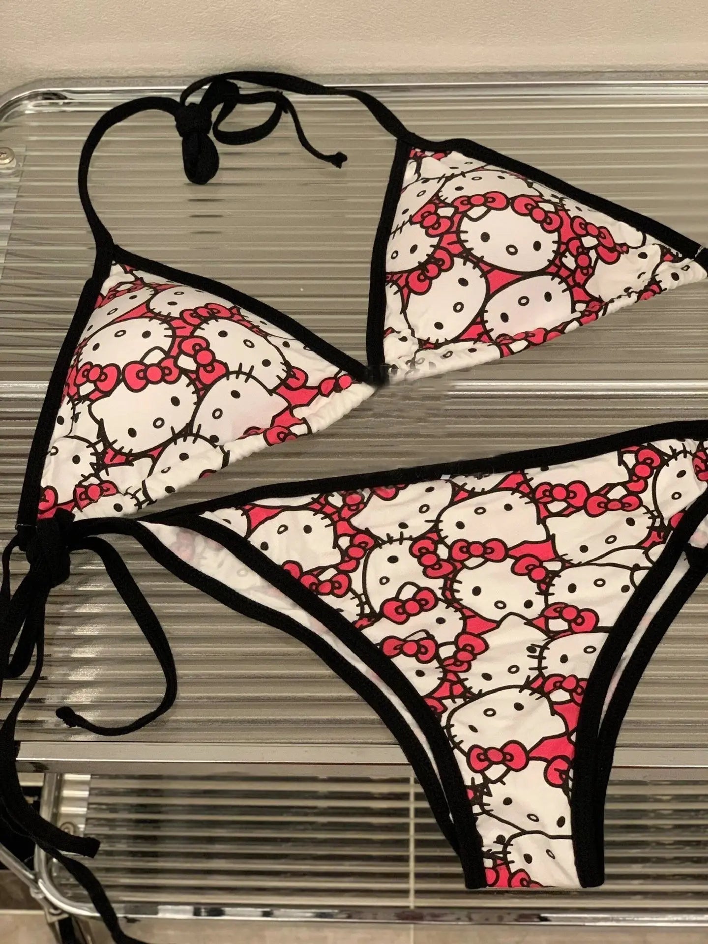 Hello Kitty Bikini Set - Kawaii Y2K Strappy Swimwear
