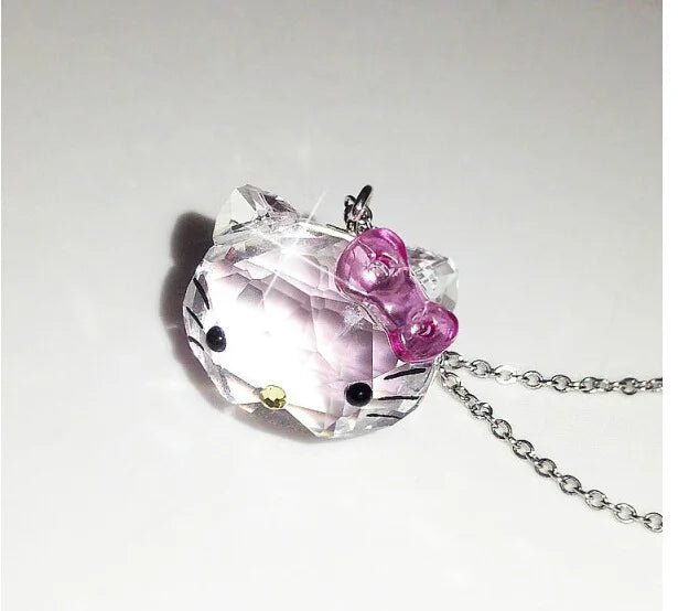 Hello Kitty Pendant Necklace - Crystal Cat Clavicle Chain