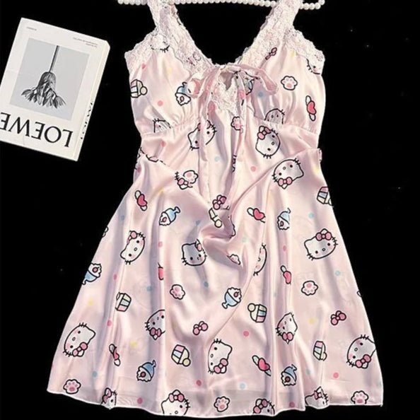 Hello Kitty Pajamas For Women - Cute Suspender Sleepwear