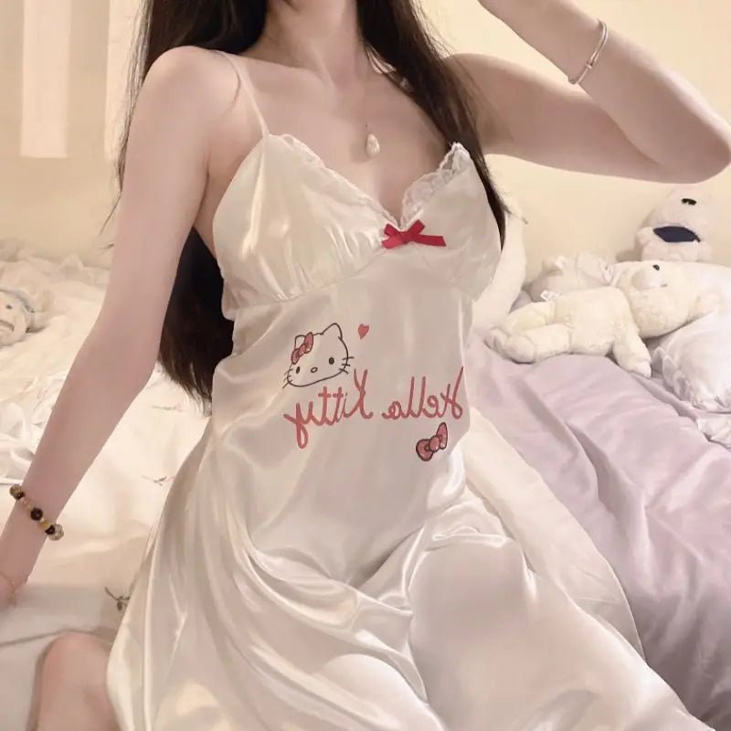 Hello Kitty Nightgown - Kawaii Summer Pajama Dress for Students