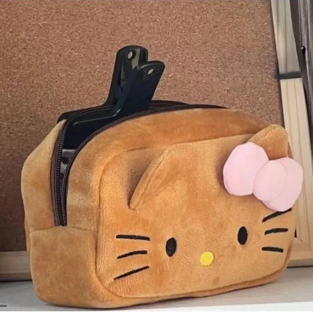 Hello Kitty Plush Cosmetic Bag – Cute Kawaii Pencil Case