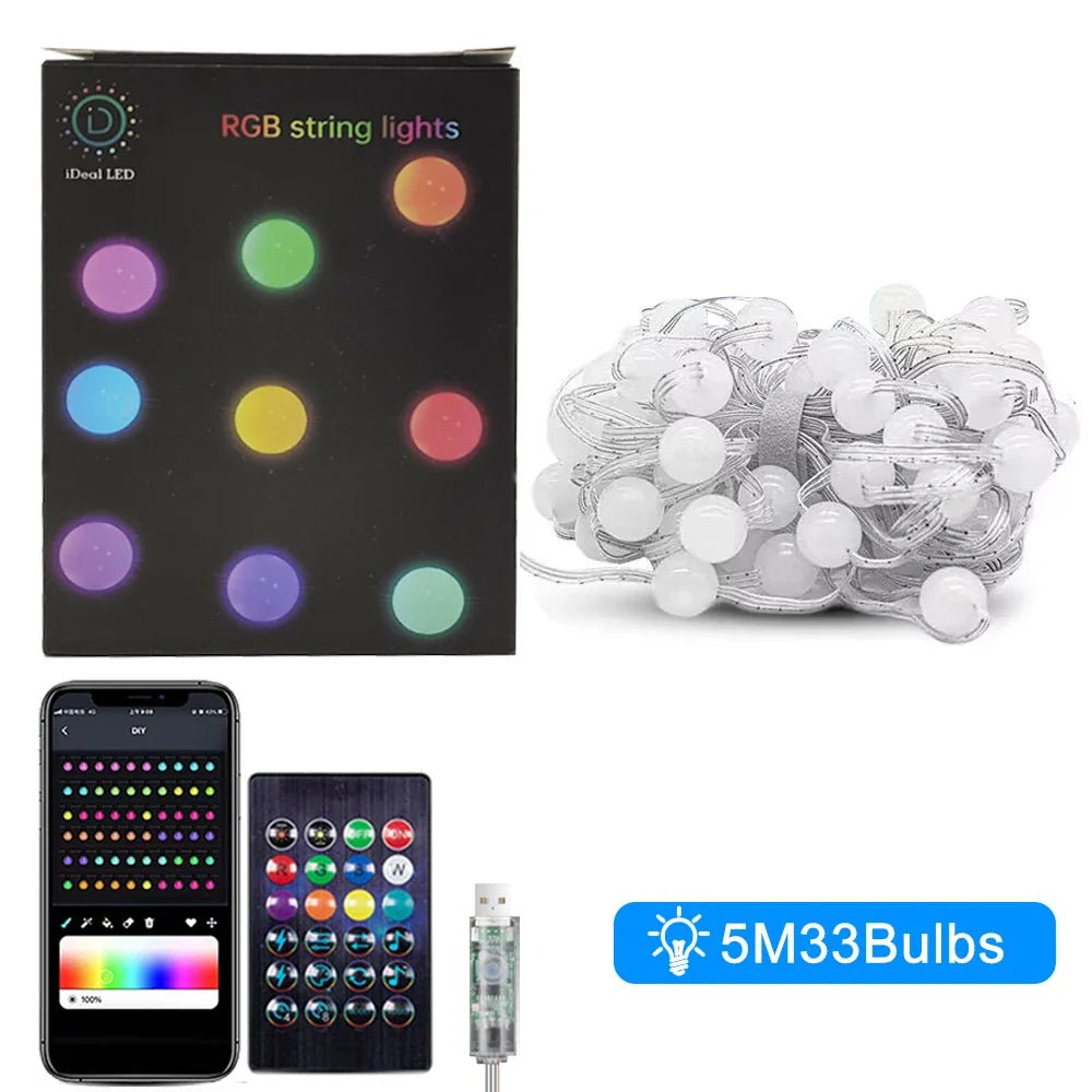 Smart RGB Color Changing String Lights - App-Controlled