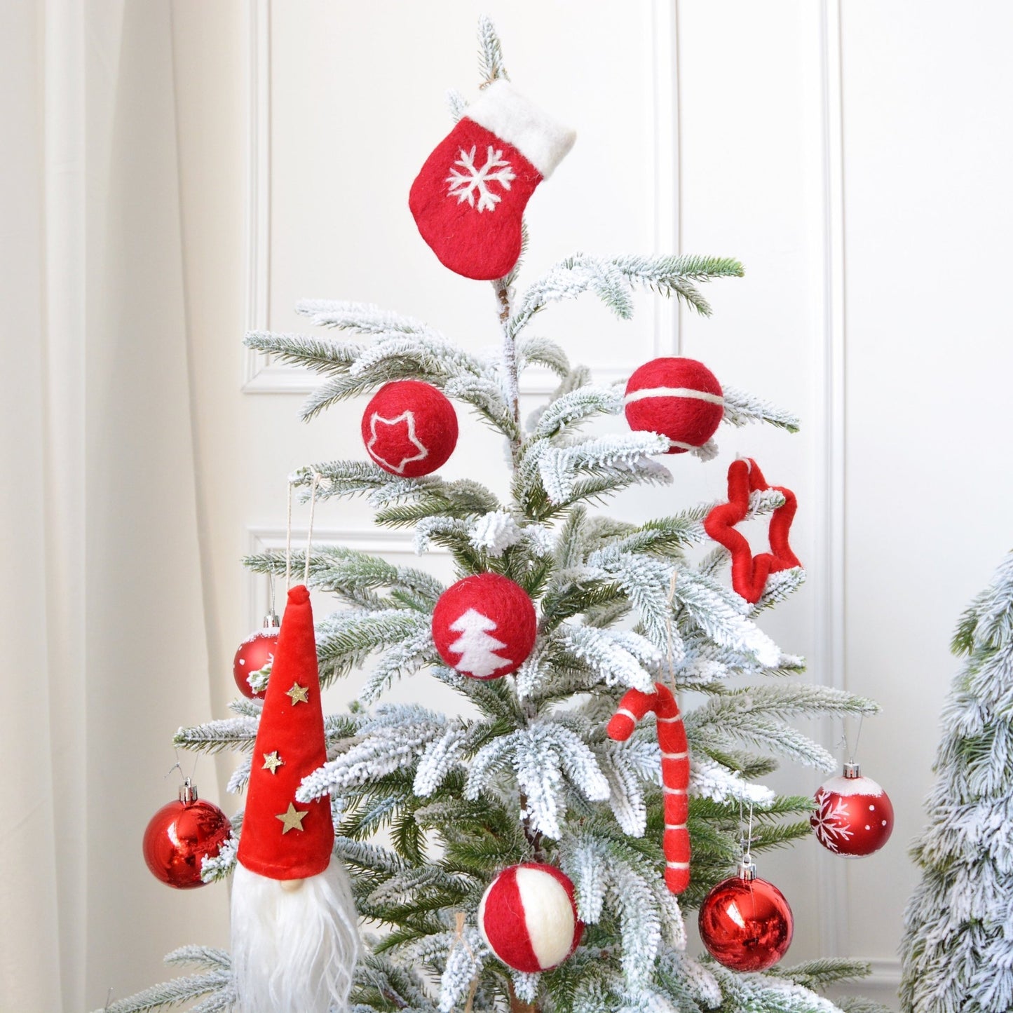 Set of 6 Handmade Snowflake Christmas Ornaments in Wool Felt
