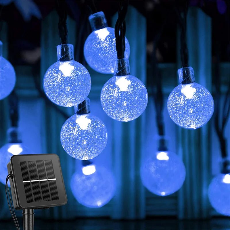 Solar String Lights - 60 LED Globe Lights, 8 Modes, IP65 Waterproof