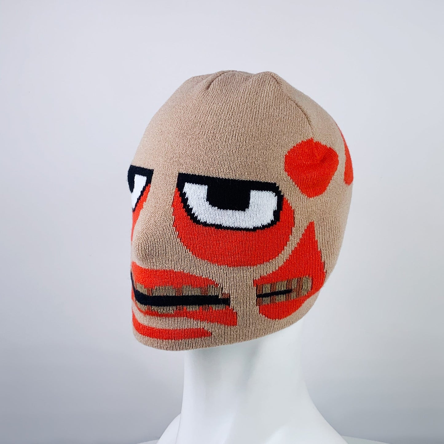 Warm Halloween Ghost Knitted Winter Beanie – Creamy White