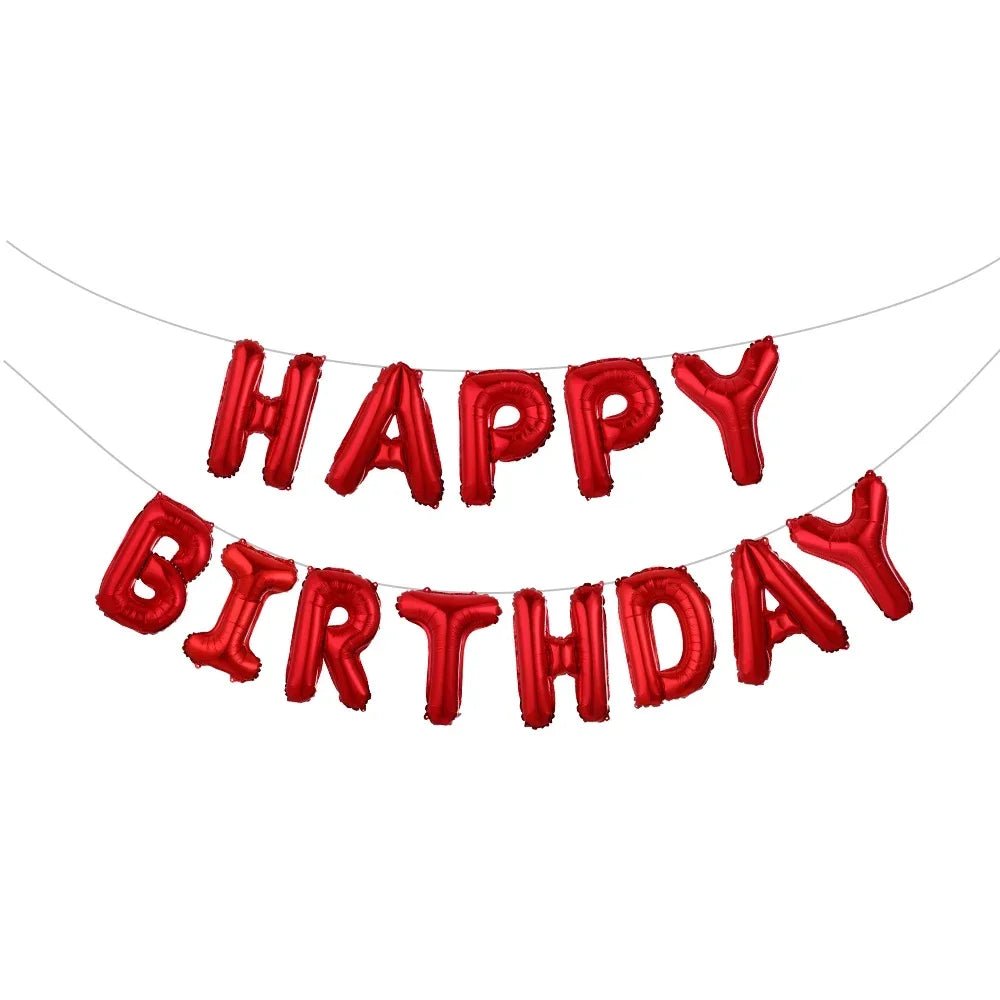Elegant 13-Piece Birthday Balloon Display - White Foil Banner