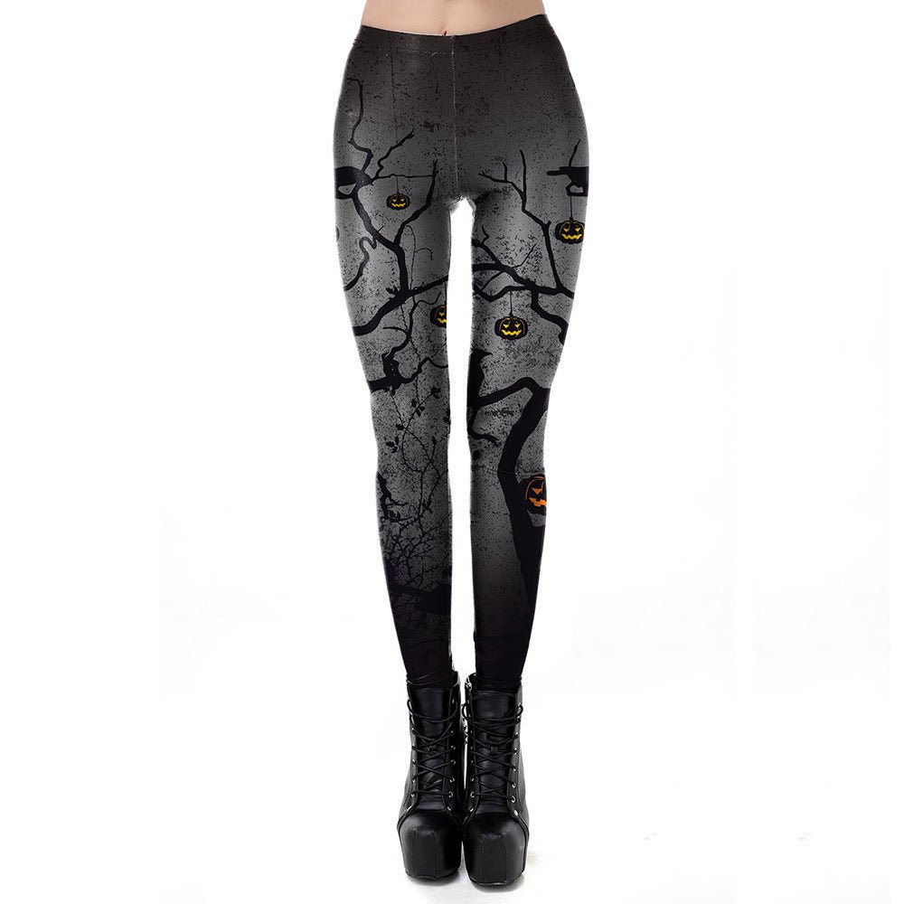 Women's Pumpkin Print Leggings - Comfortable Fit, Design