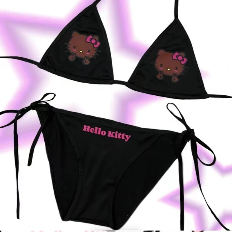 Trendy Beachwear: Y2K Hello Kitty Two-Piece Bikini Set