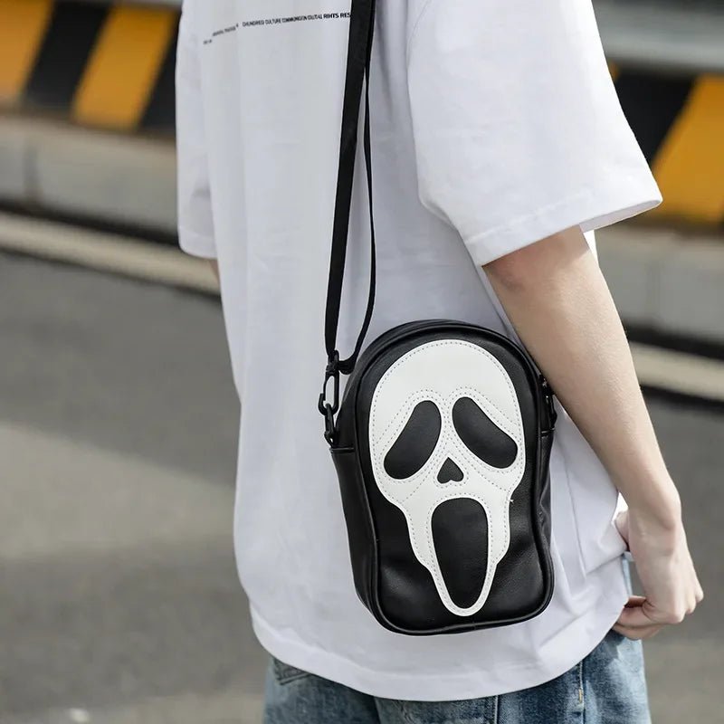 Y2K Vintage Tote Bag - Chic Devil Ghost Design, PU Leather