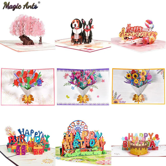 Handcrafted 3D Pop-Up Cards for All Occasions - Floral Designs