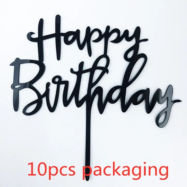 10 Pcs 36 Styles Happy Birthday Cake Topper Pink Gold Acrylic Cake Toppers Baby Shower Party - Cake Pops Parties