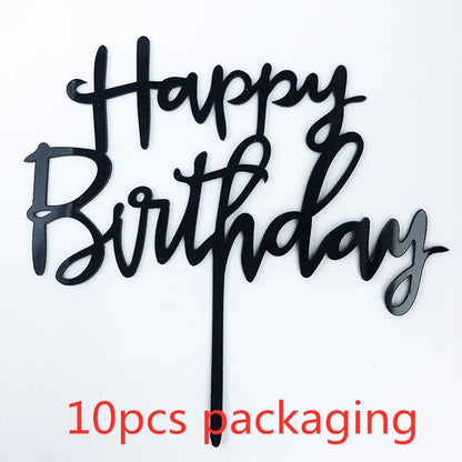 10 Pcs 36 Styles Happy Birthday Cake Topper Pink Gold Acrylic Cake Toppers Baby Shower Party - Cake Pops Parties
