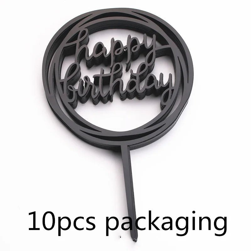 10 Pcs 36 Styles Happy Birthday Cake Topper Pink Gold Acrylic Cake Toppers Baby Shower Party - Cake Pops Parties