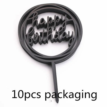 10 Pcs 36 Styles Happy Birthday Cake Topper Pink Gold Acrylic Cake Toppers Baby Shower Party - Cake Pops Parties