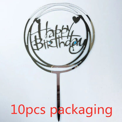10 Pcs 36 Styles Happy Birthday Cake Topper Pink Gold Acrylic Cake Toppers Baby Shower Party - Cake Pops Parties
