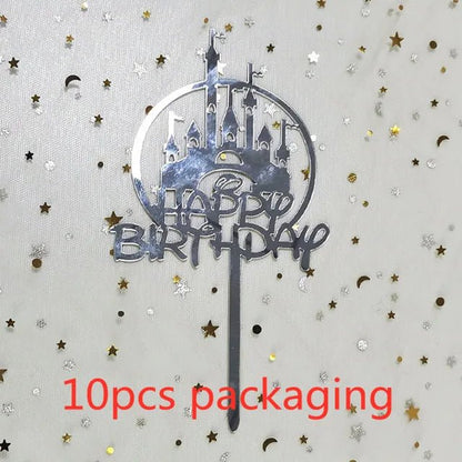 10 Pcs 36 Styles Happy Birthday Cake Topper Pink Gold Acrylic Cake Toppers Baby Shower Party - Cake Pops Parties