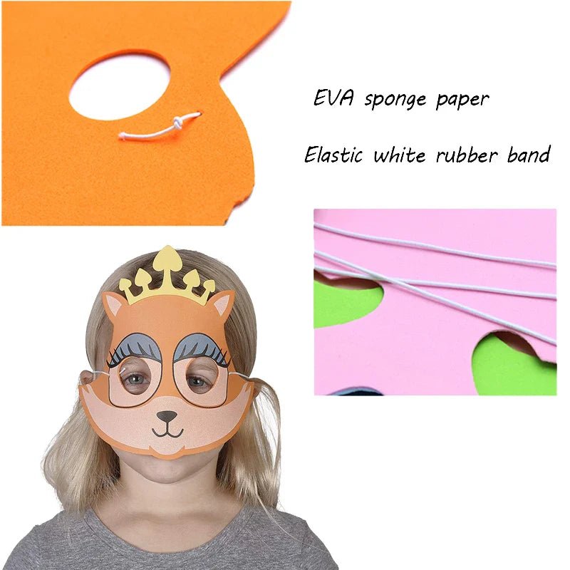12pcs Jungle Safari Animal Foam Masks Set - Cake Pops Parties