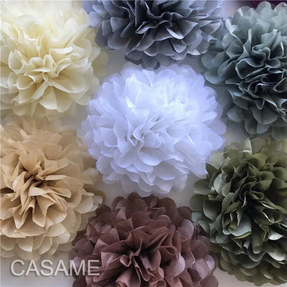 Assorted vibrant 15Cm tissue paper pom poms by Faron, ideal for enhancing the decor of any occasion.