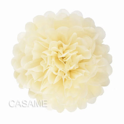 15Cm tissue paper pom poms in joyful colours by Faron, ideal for creating a lively event atmosphere.