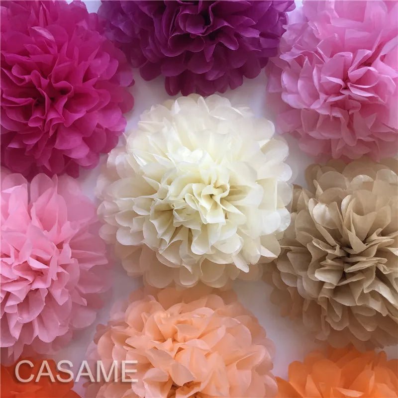 15Cm vibrant tissue paper pom poms from Faron, perfect decorations for birthdays and weddings.