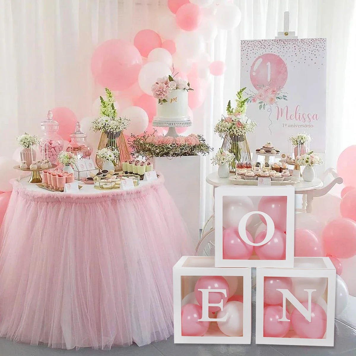 1st Birthday Balloon Box Decor - Cake Pops Parties